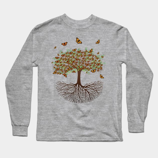 Tree of life butterfly version Long Sleeve T-Shirt by Bwiselizzy